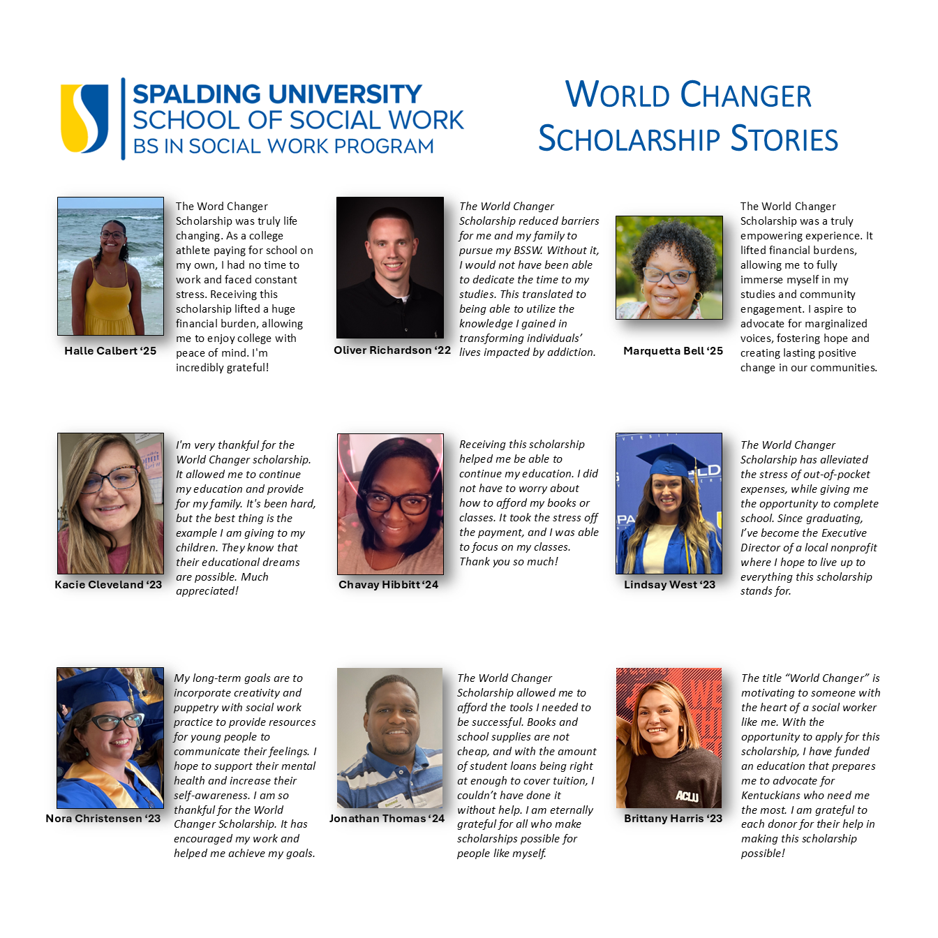 World Changer Scholarship Stories